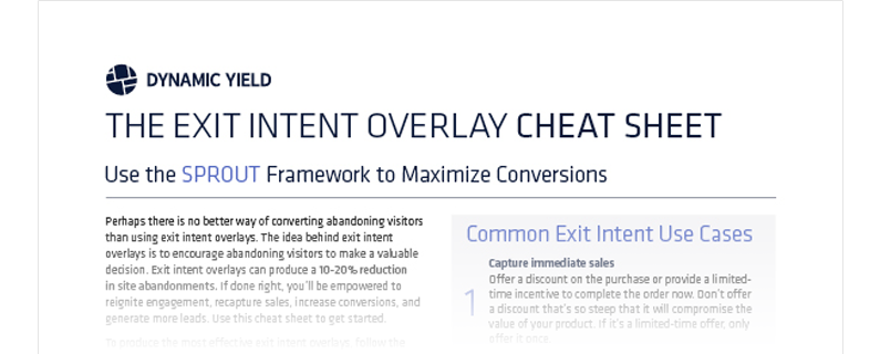Cheat sheet exit intent overlay 